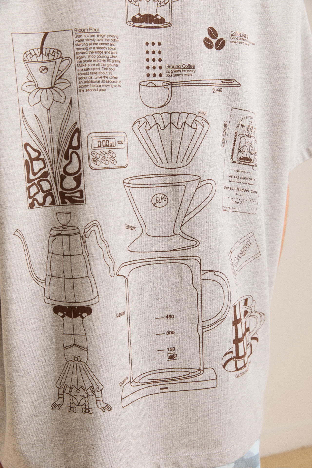 pour over coffee boyfriend tee - grey