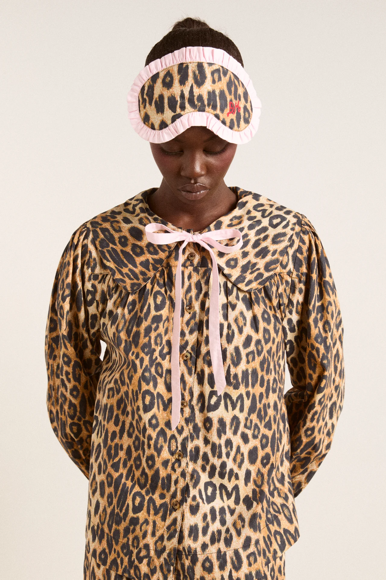 damson pj eye mask - leopard print