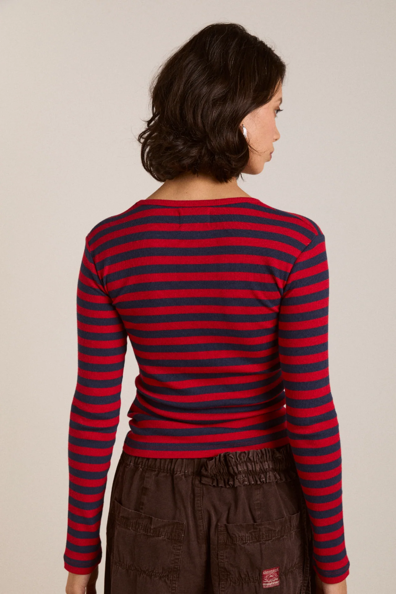 manon layered ls tee red stripe