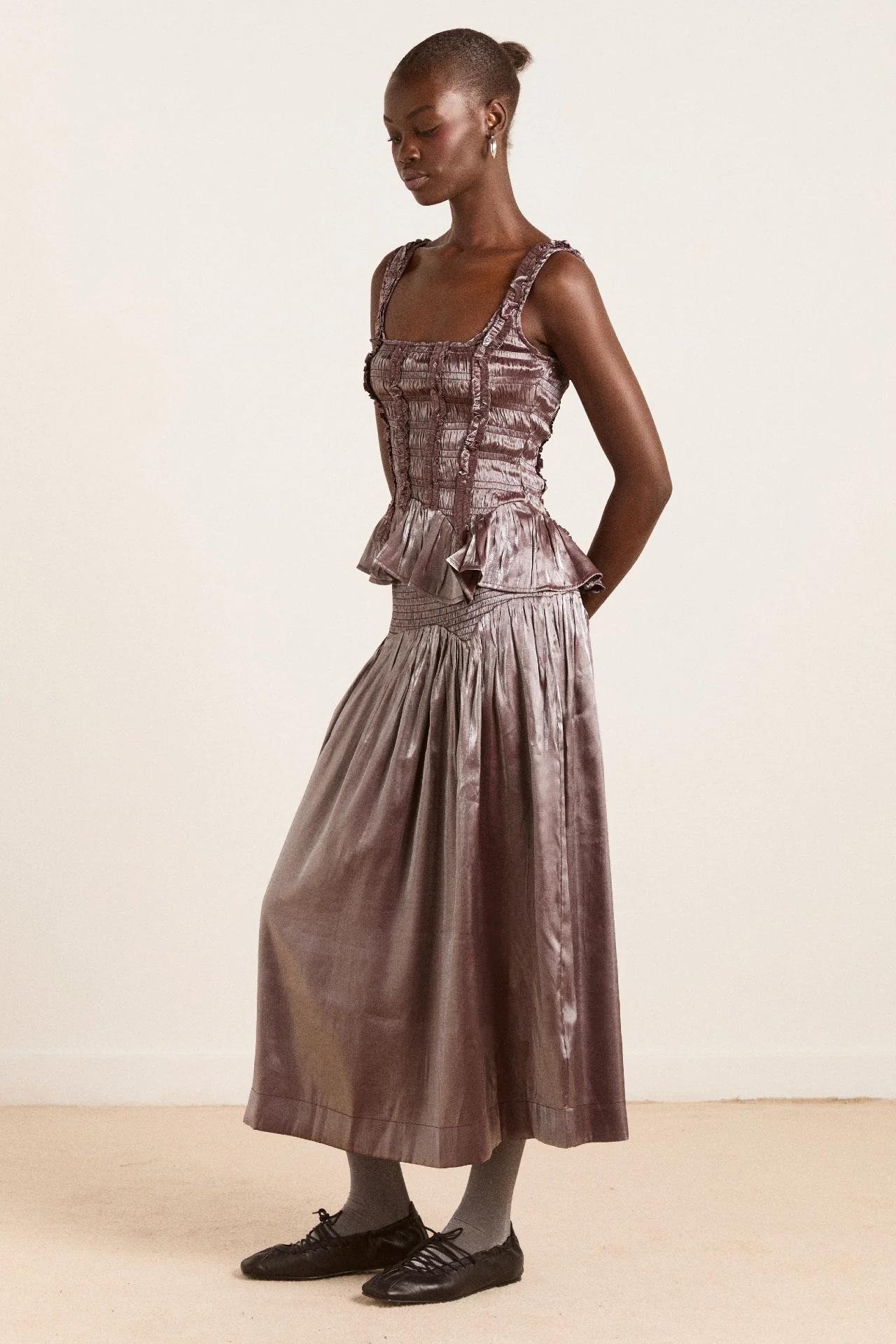 layla midi skirt - glass satin