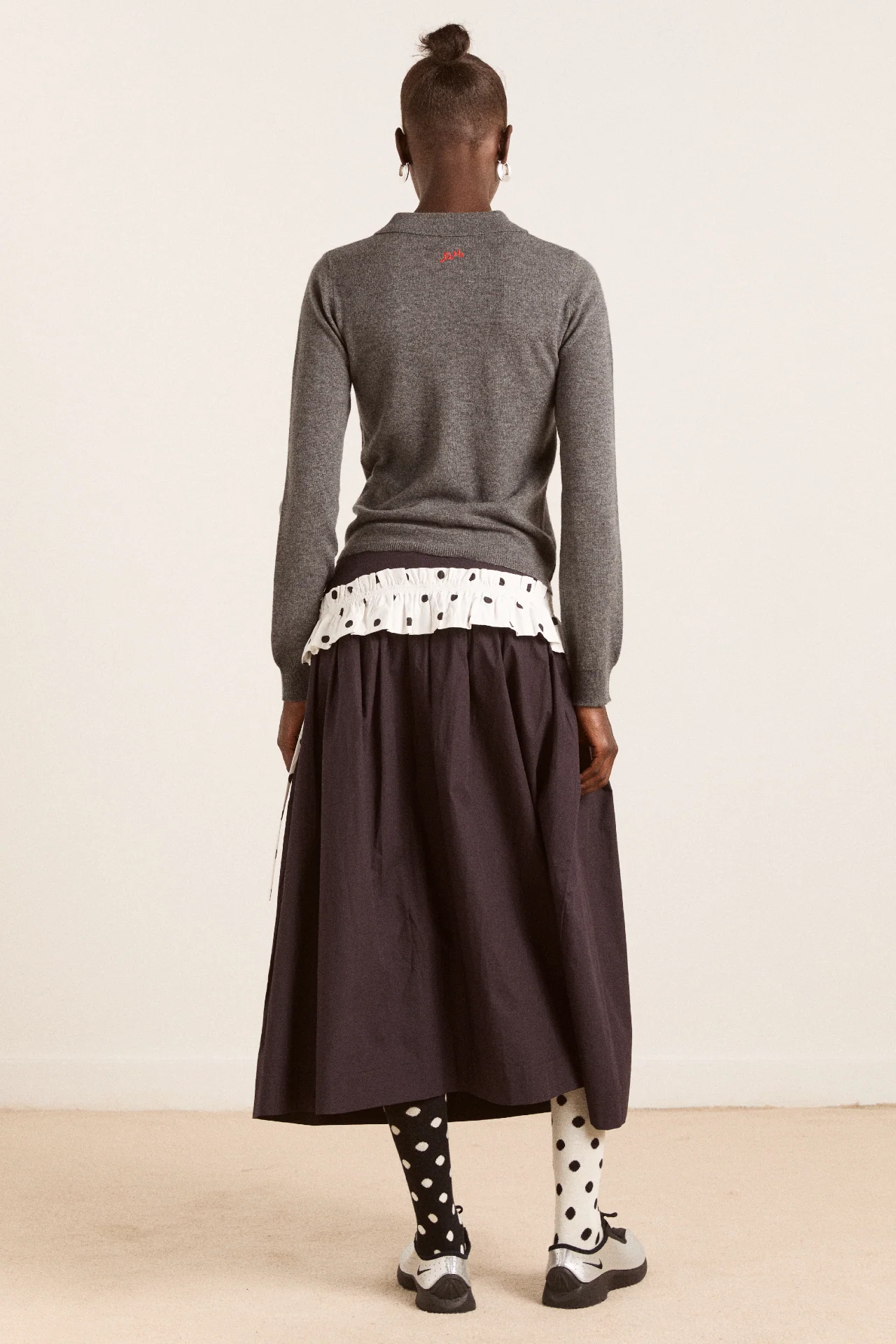 voula wool and cashmere blend cardigan - charcoal