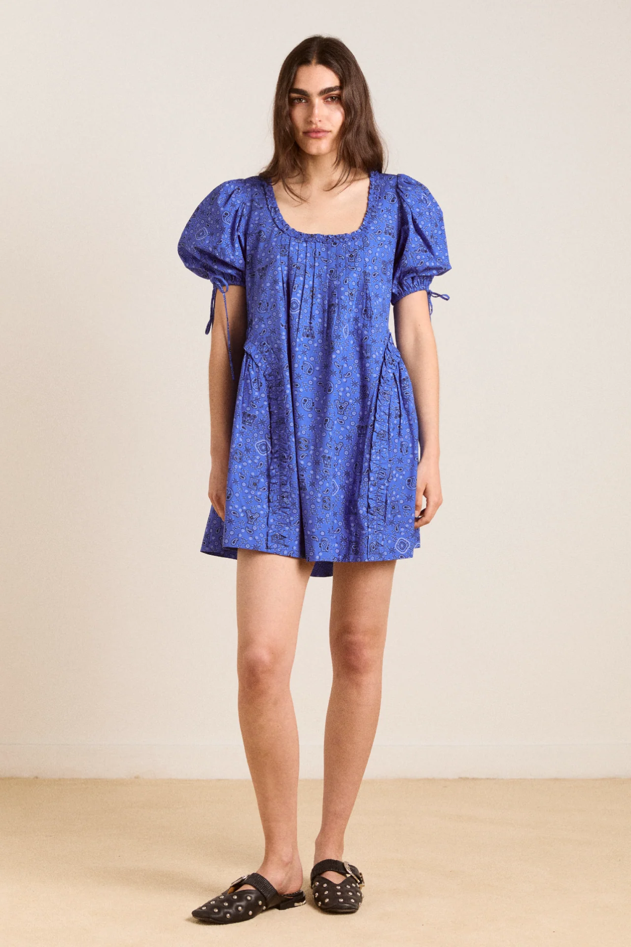 meri mini dress - blue paisley