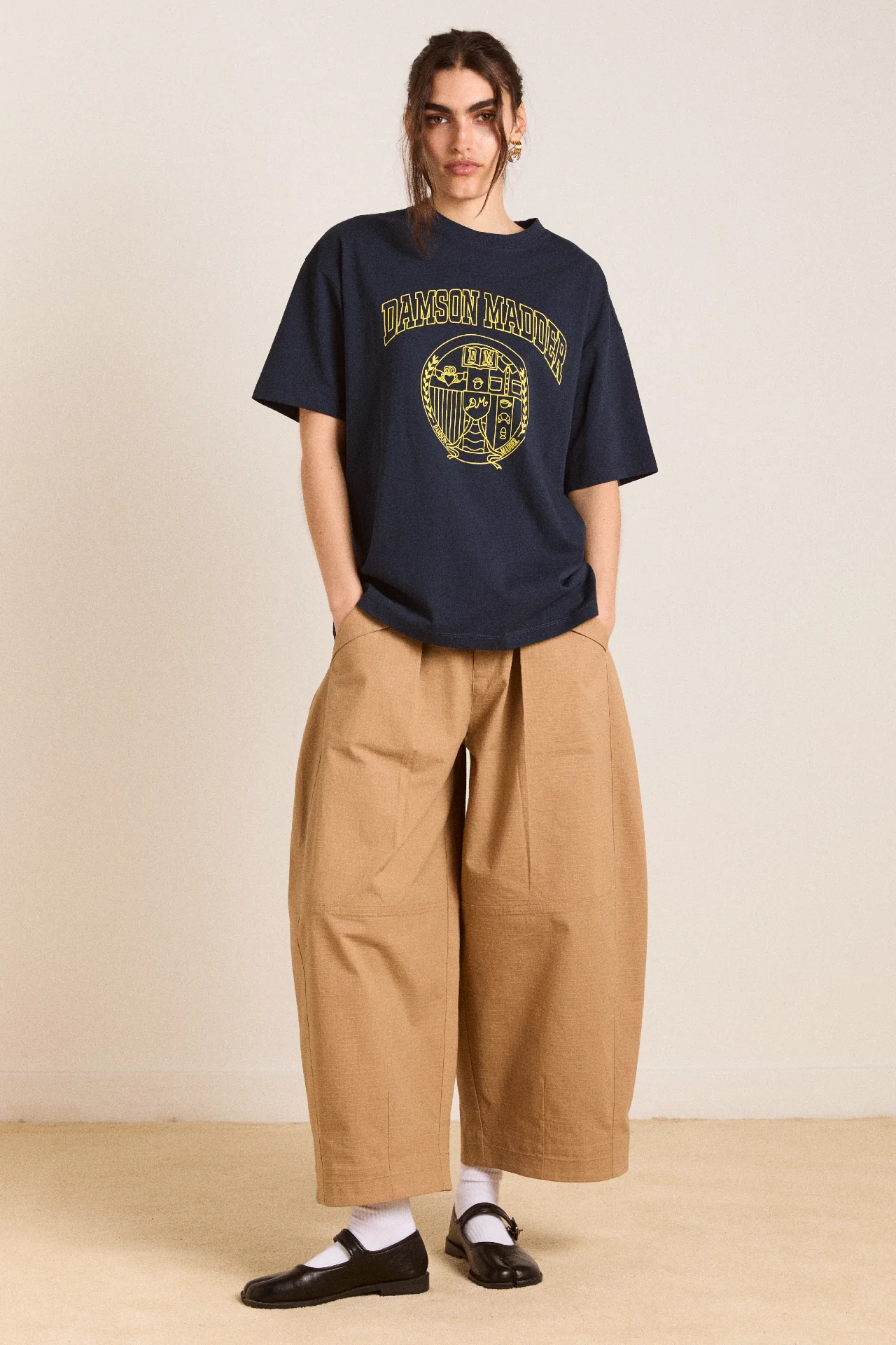 damson collegiate boyfriend tee - navy