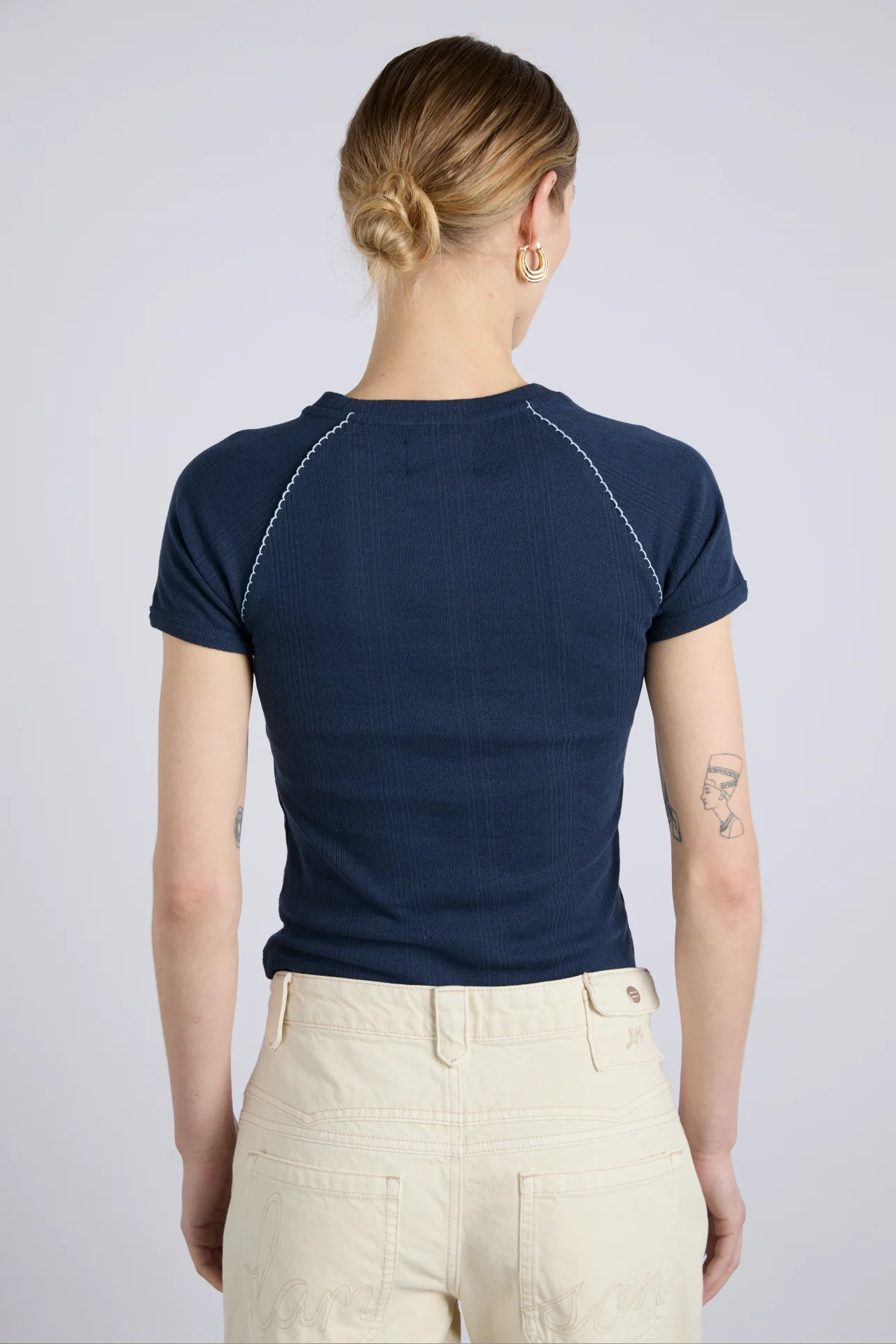 aster pointelle raglan baby tee - navy