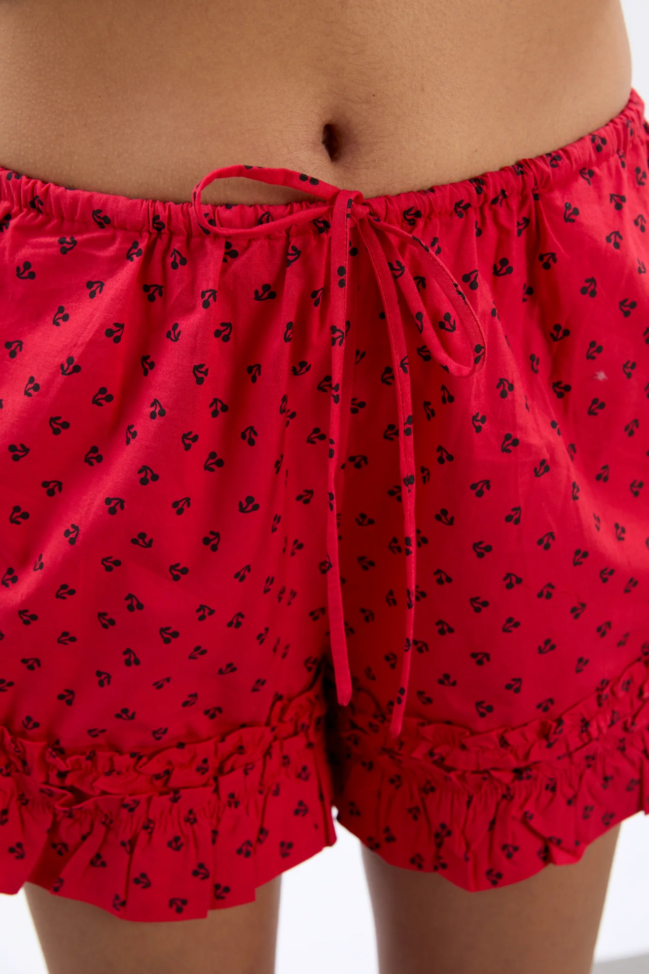 mafalda frilly tie bloomer - red cherry