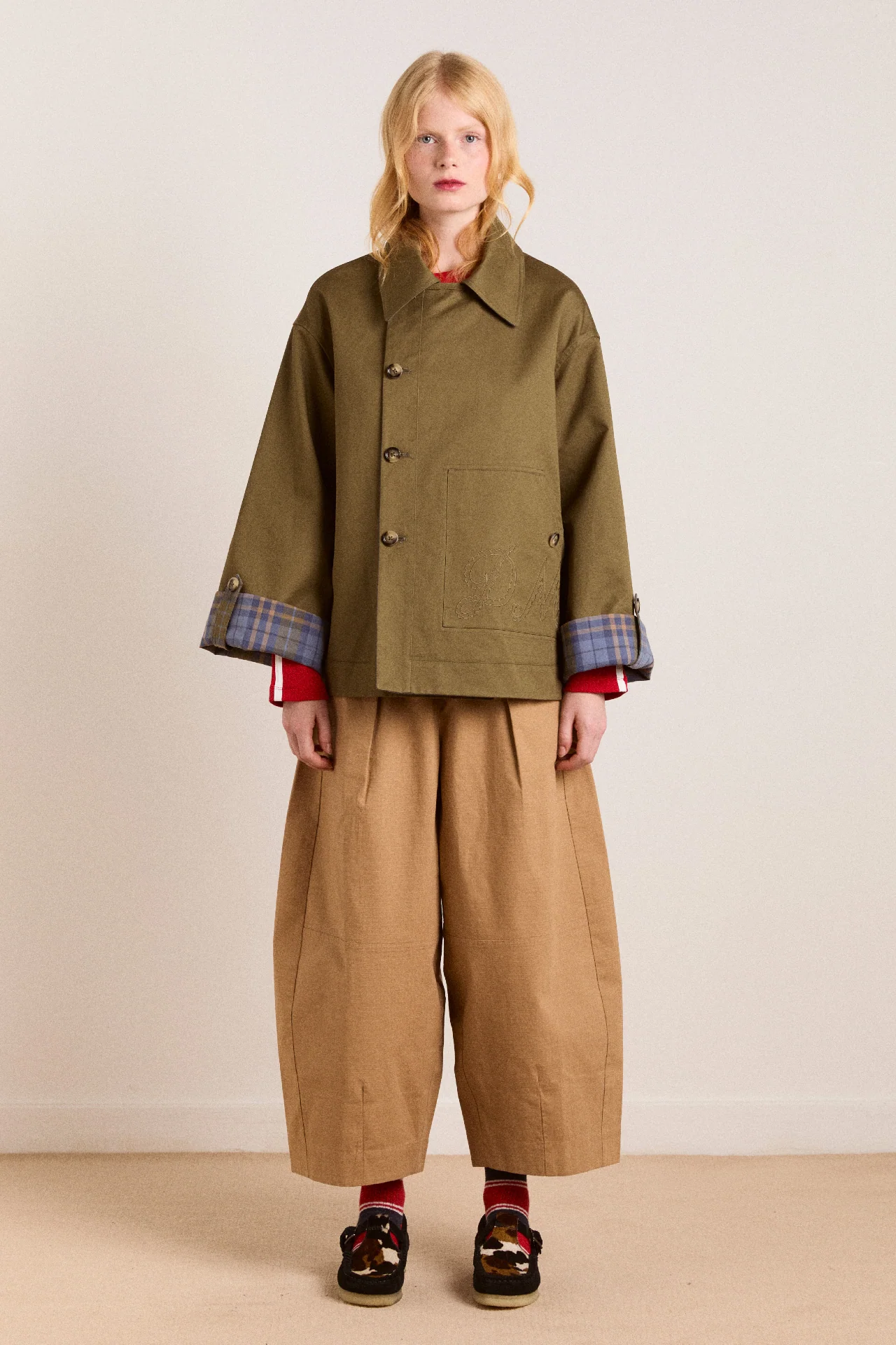 pre-order reversible jerry crop trench coat - olive