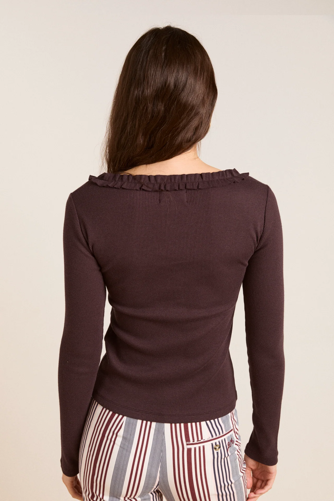 varsha frilly cardi - brown