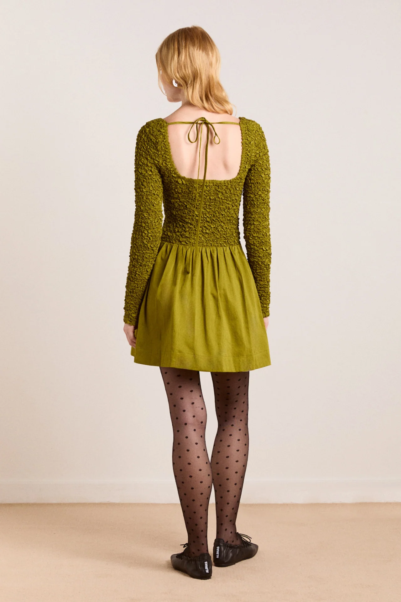 malinda super smocked mini dress - olive