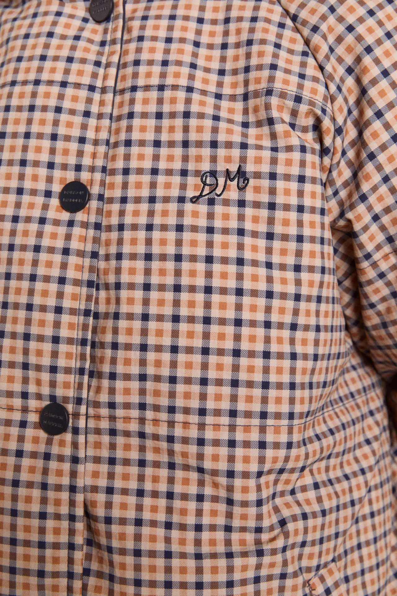 reversible opal puffer - navy & check