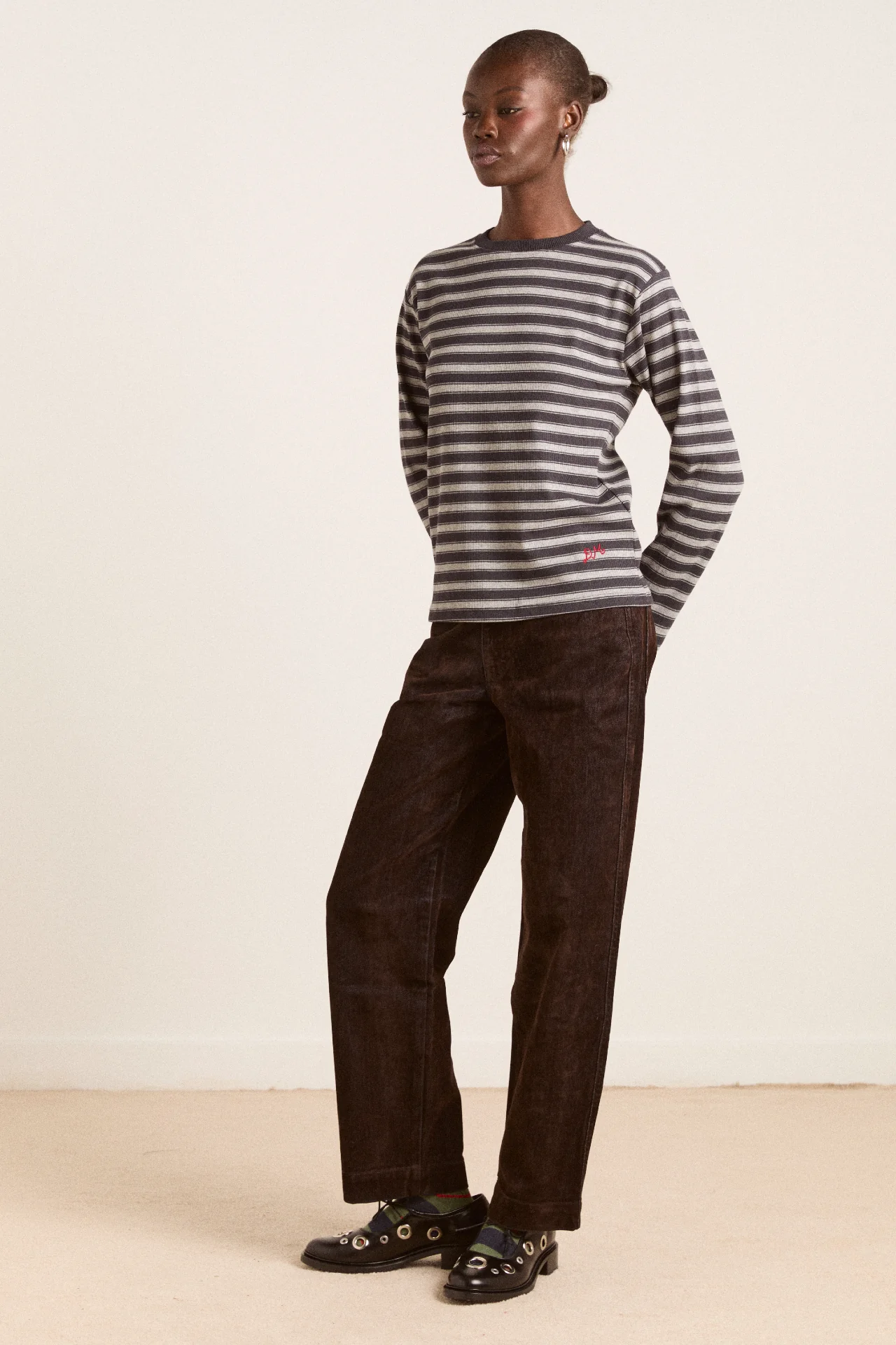 drew flocked denim jeans - chocolate brown