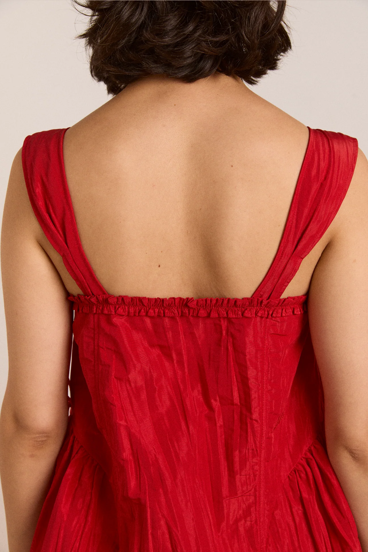 elina midi dress red tafetta