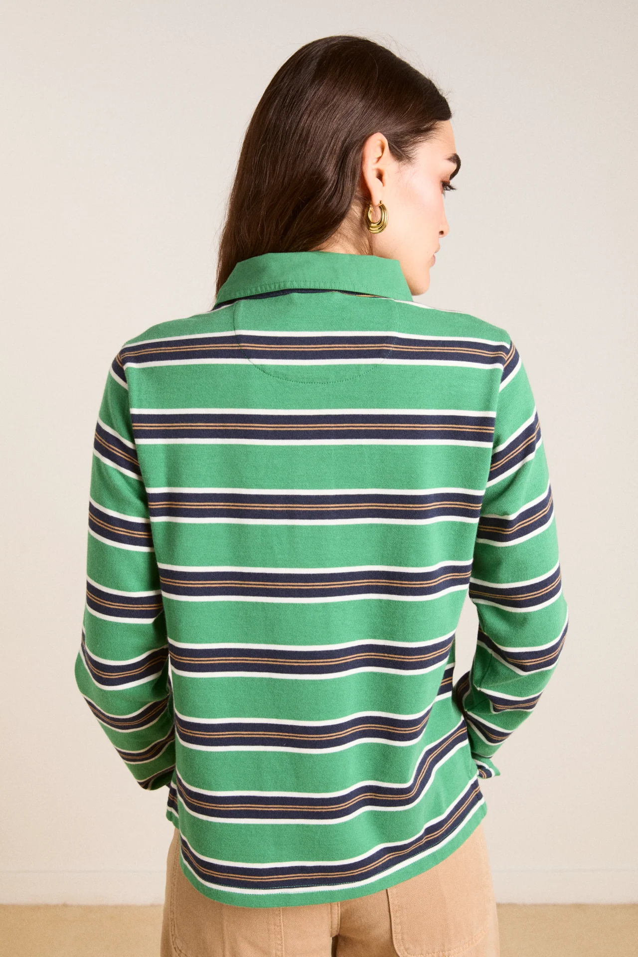 cassia shrunken rugby - green stripe