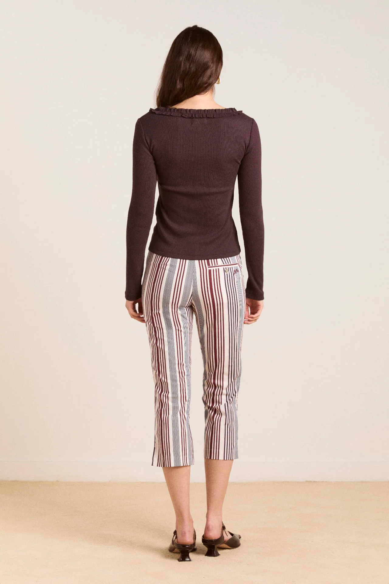gaia capri trouser - multi business stripe
