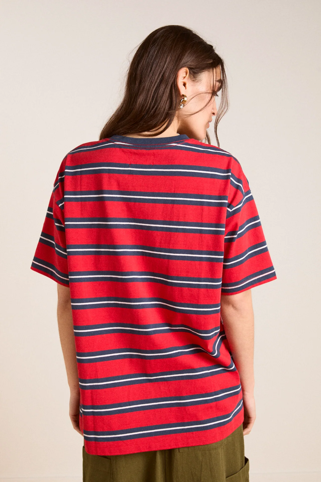 boyfriend tee - red/navy stripe