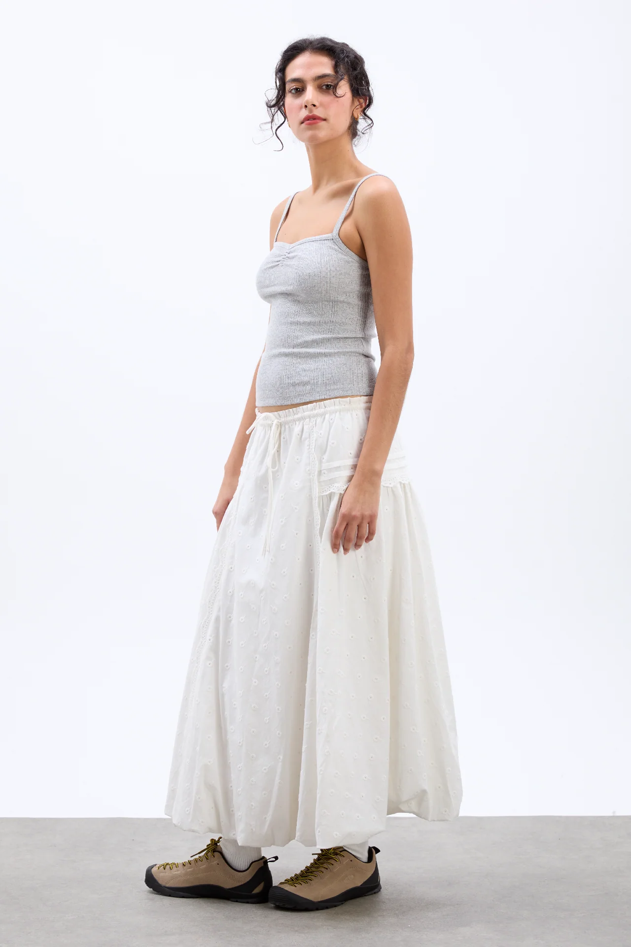 dove pointelle strappy cami - grey