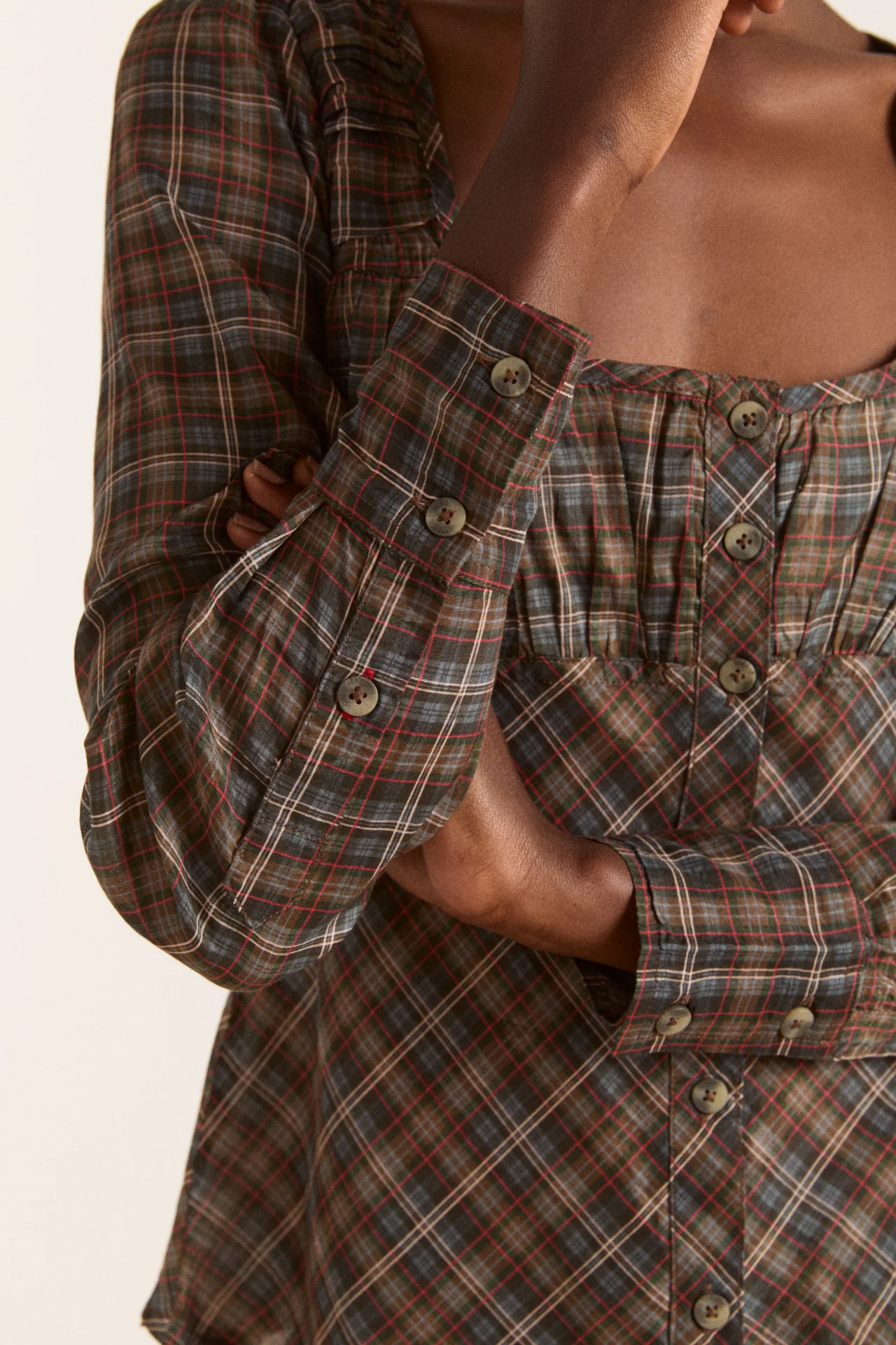 lemi sheer blouse - multi check