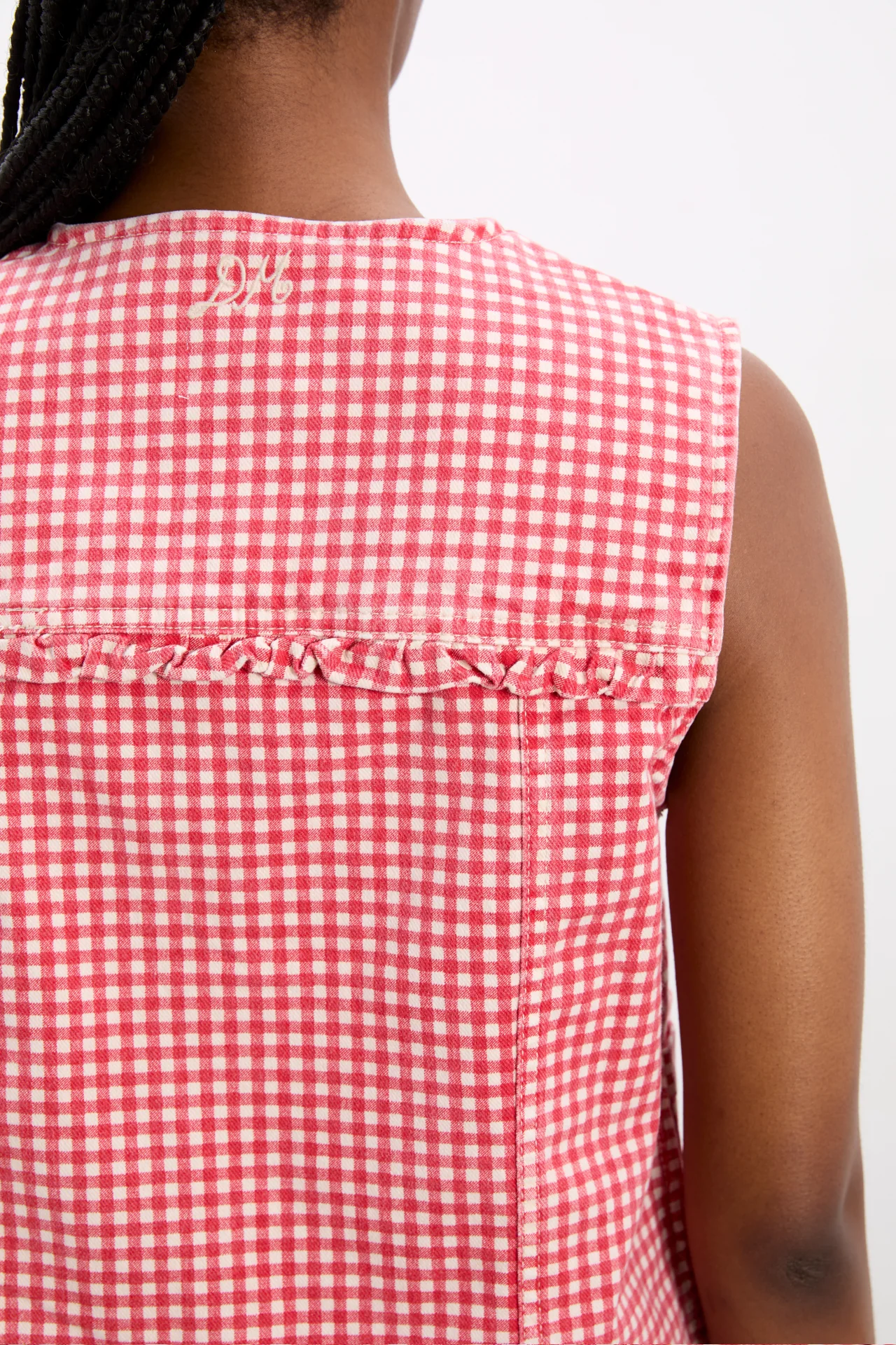 mari vest top- red gingham