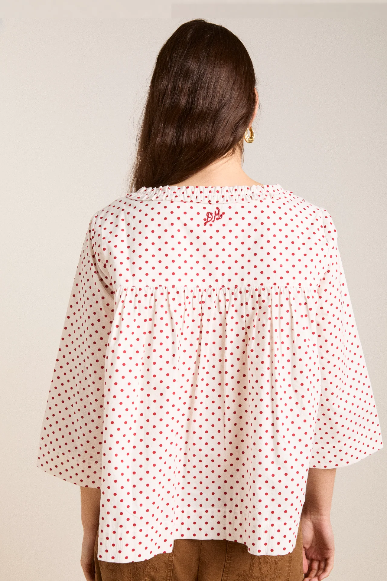 leilani blouse - off white and red spot