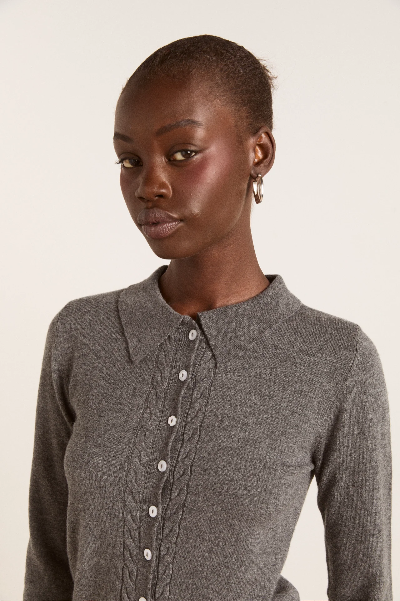 voula wool and cashmere blend cardigan - charcoal