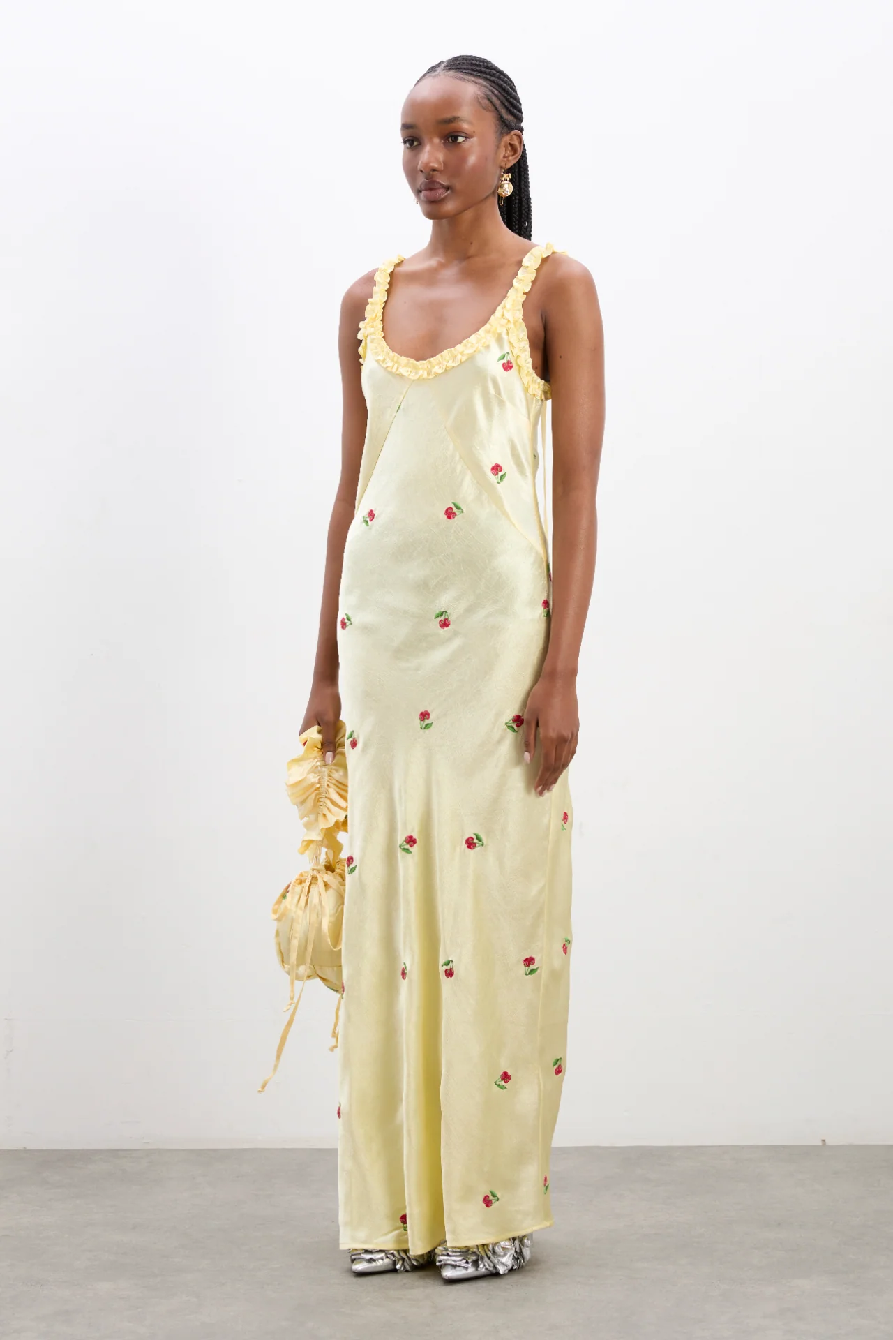 simone slip midi dress - butter yellow