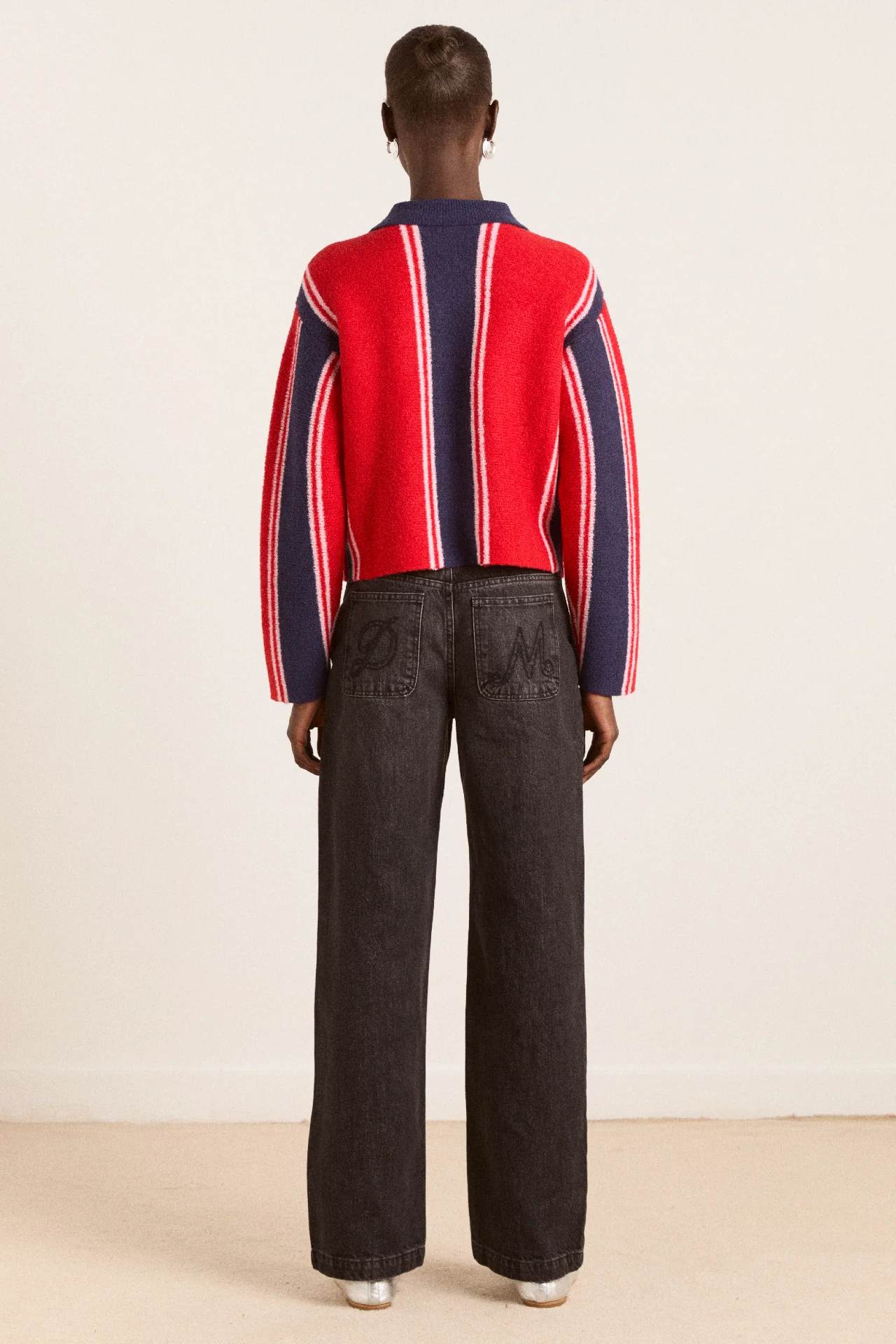 sylvie jeans - grey argyle