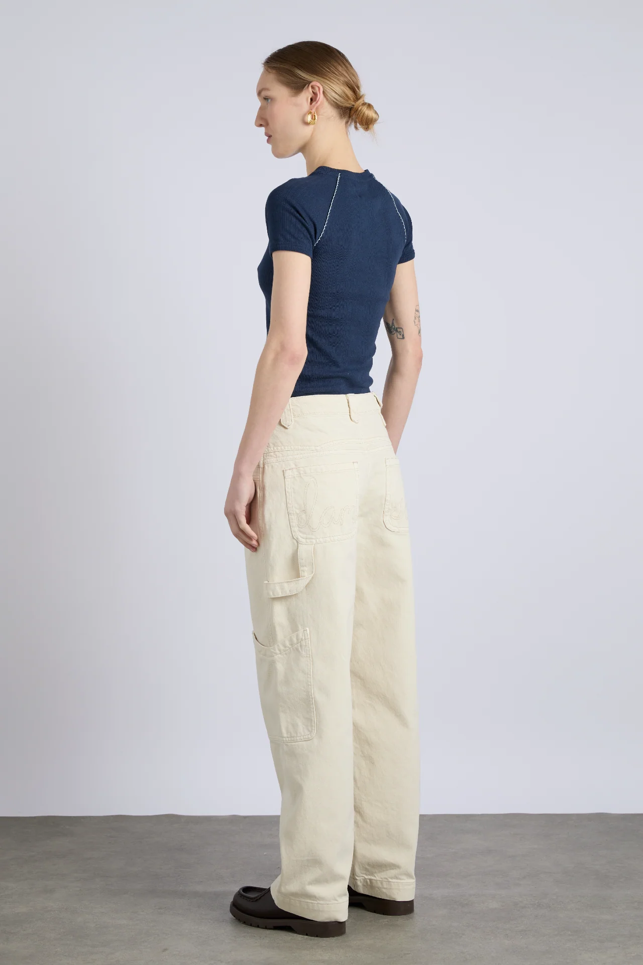 aster pointelle raglan baby tee - navy