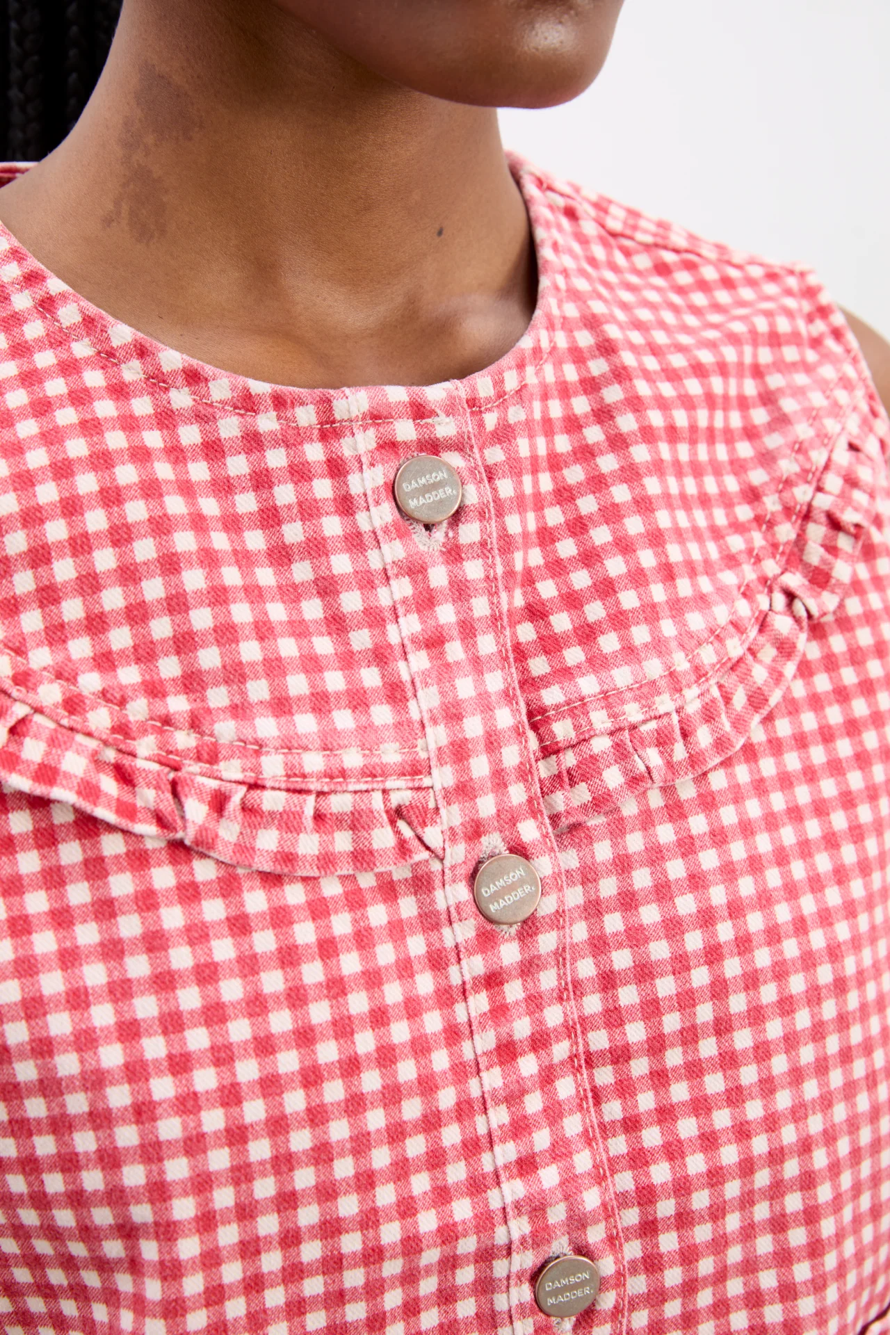 mari vest top- red gingham