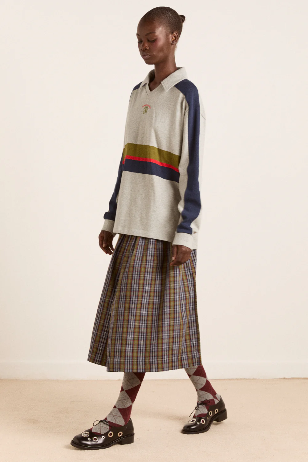 verity v-neck rugby top - stripe