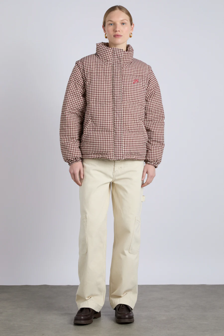 jennifer check puffer - chocolate gingham