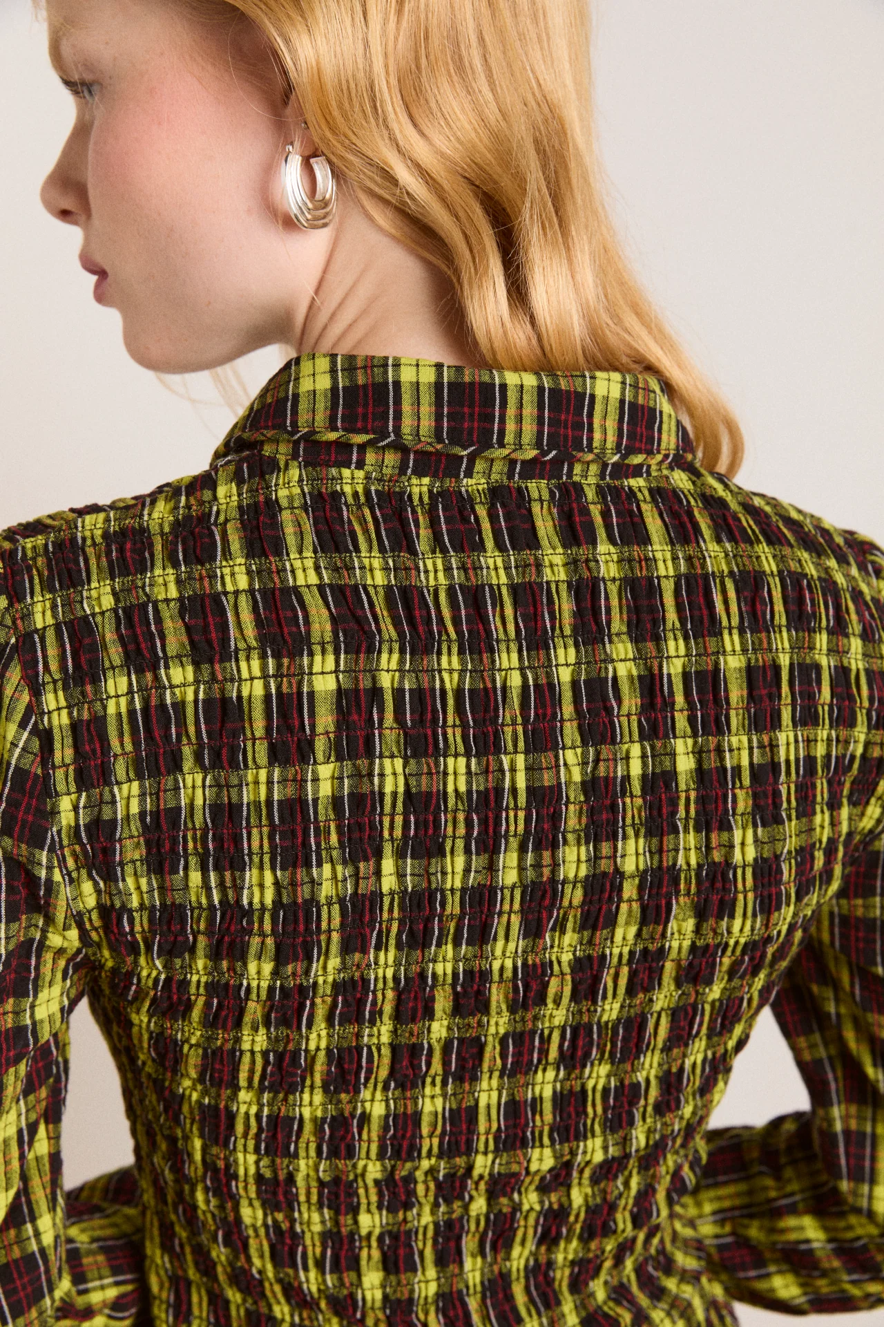 hazel long sleeve midi dress - bold yellow check