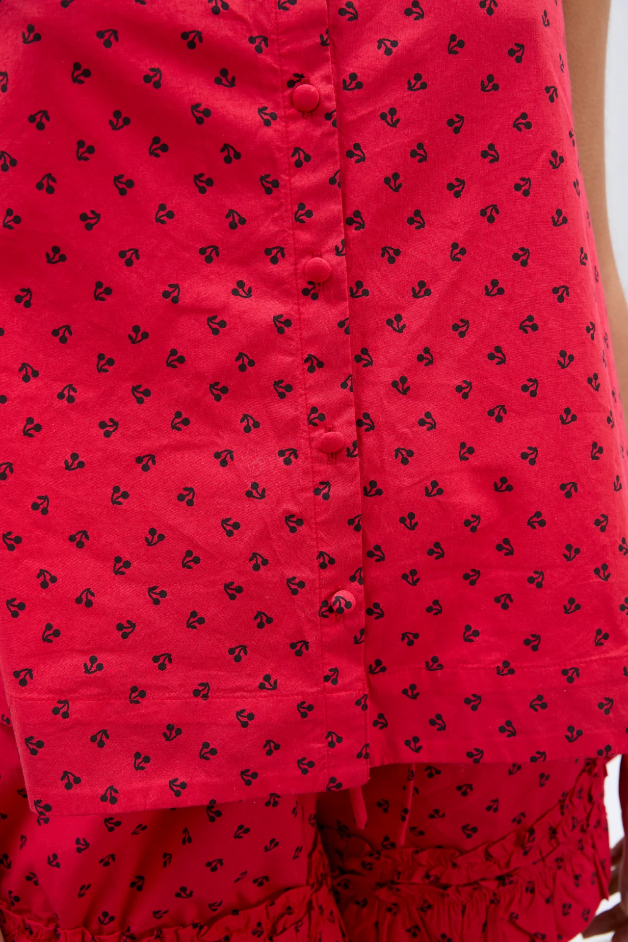 mafalda ruffle neck top - red cherry