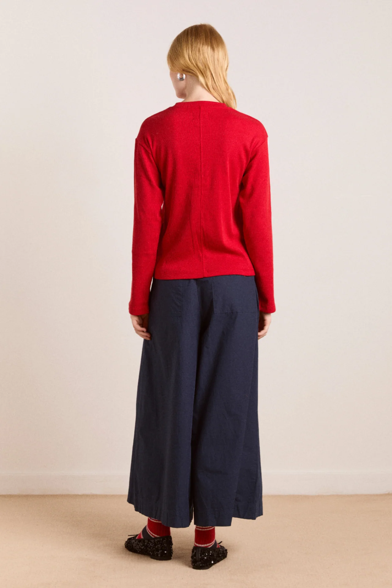 lilah long sleeve top - red rib