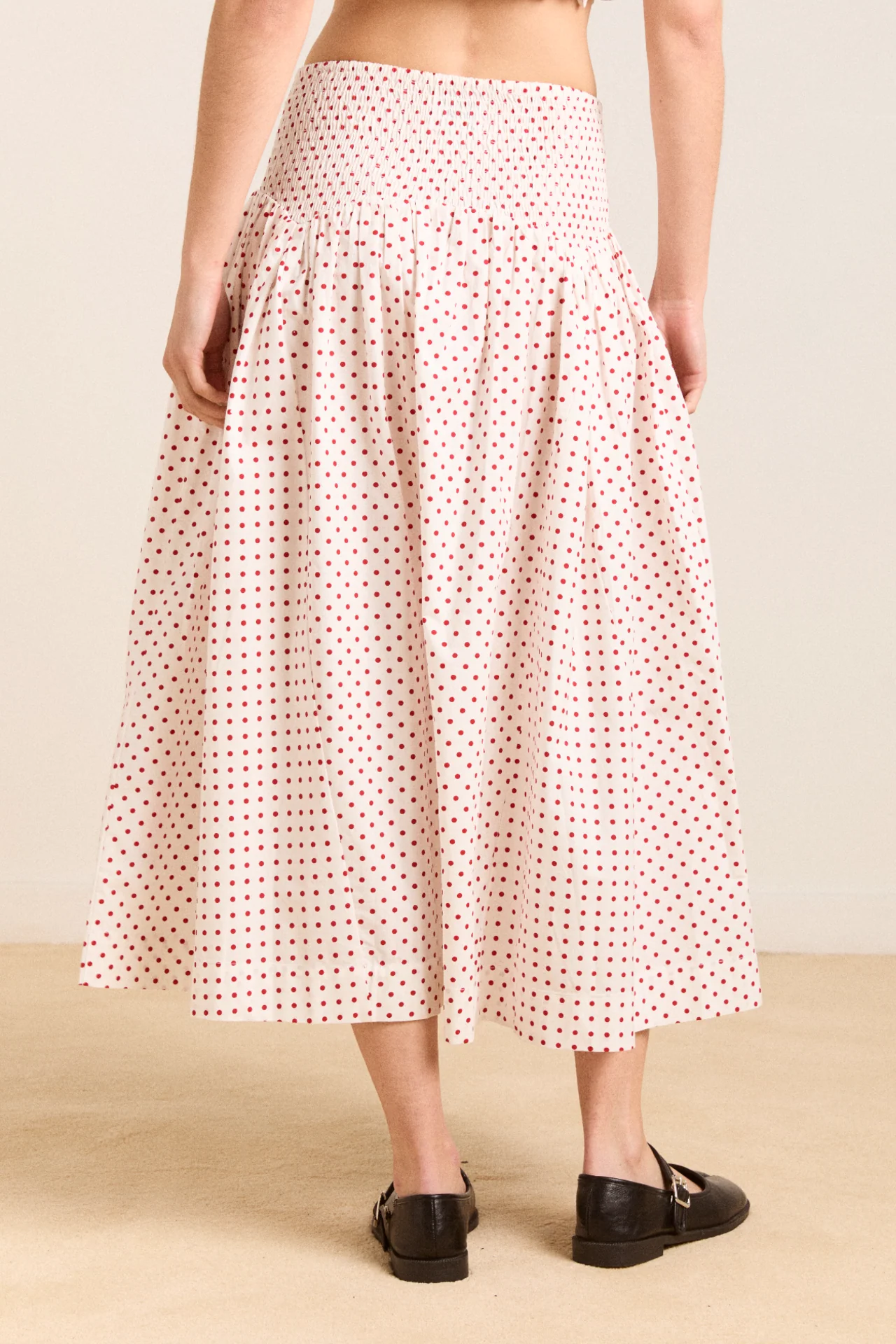 layla skirt - off white and red spot