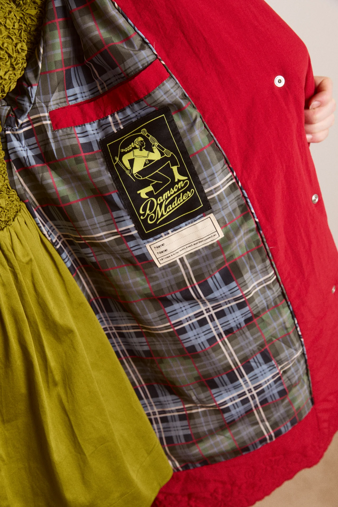 avery embroidered quilted coat - red