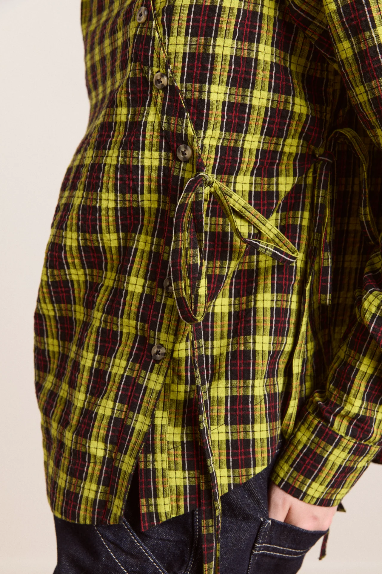 robyn shirt with removable tie - yellow check