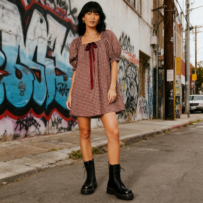 TikTokShopBlackFriday Women's Y2K Summer Short Dress Puff Sleeve Square Neck Floral Print Beach Sundress