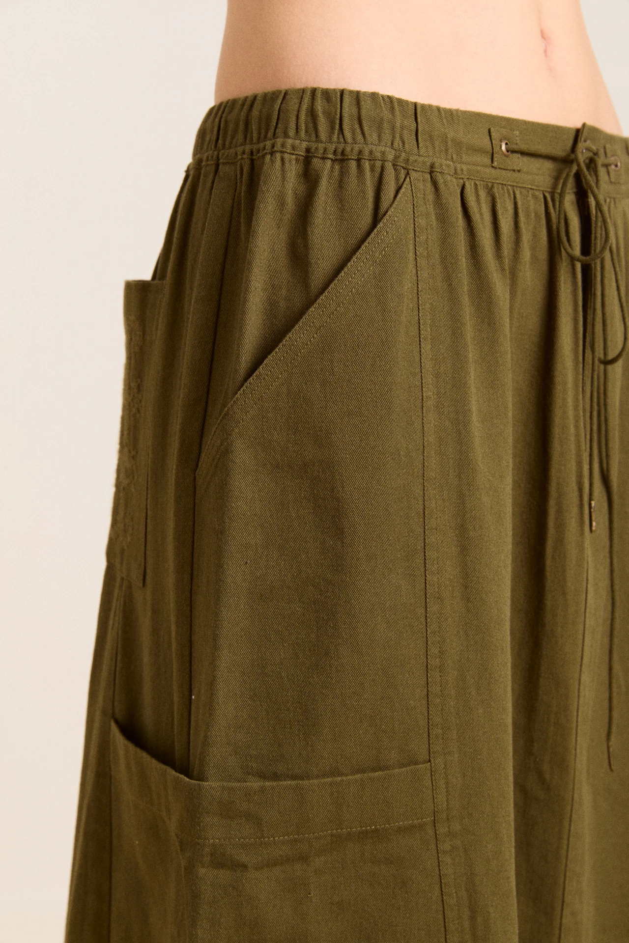vika utility midi skirt - olive