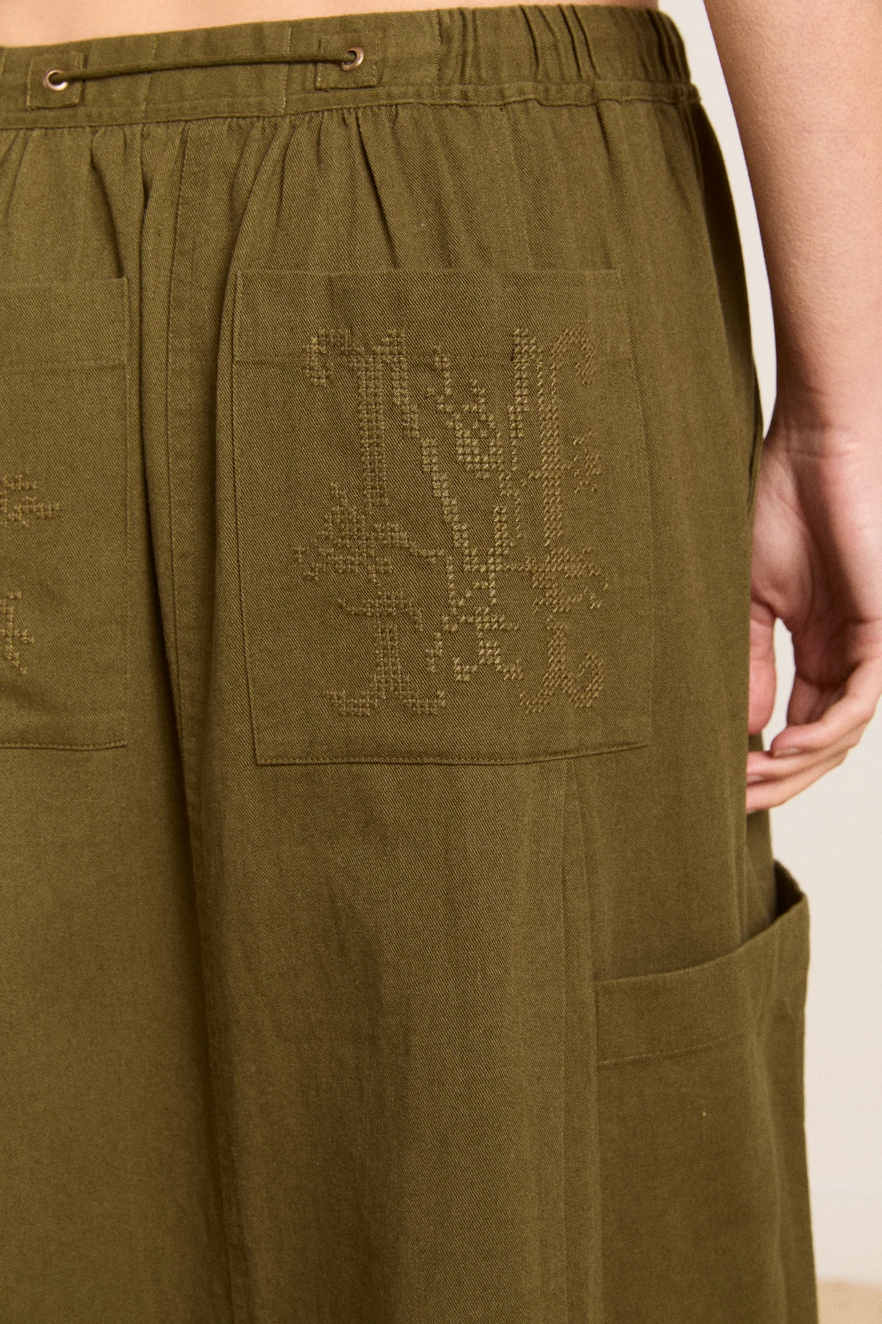 vika utility midi skirt - olive