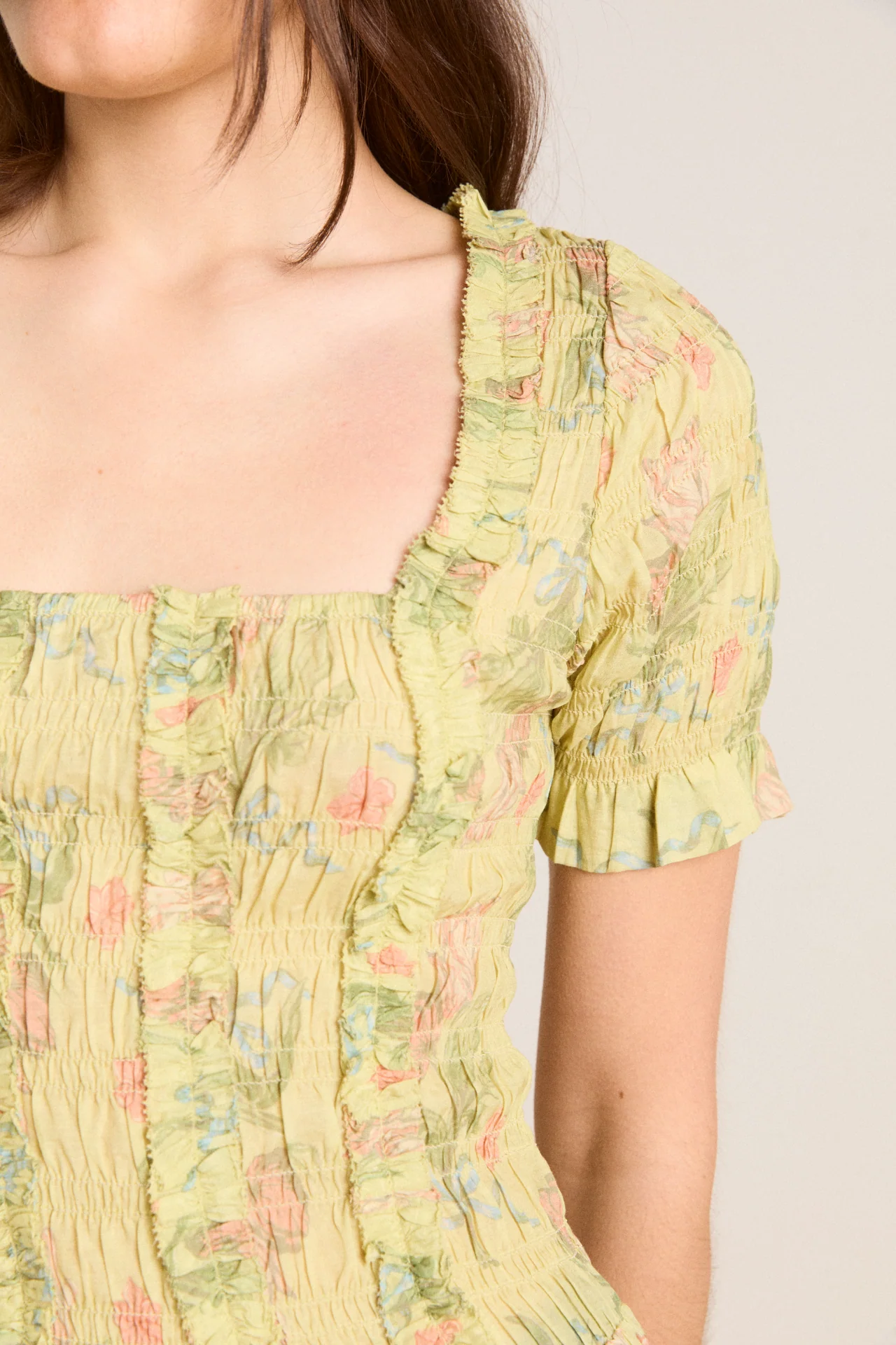 raphaela ruffle midi dress - sheer tulip olive