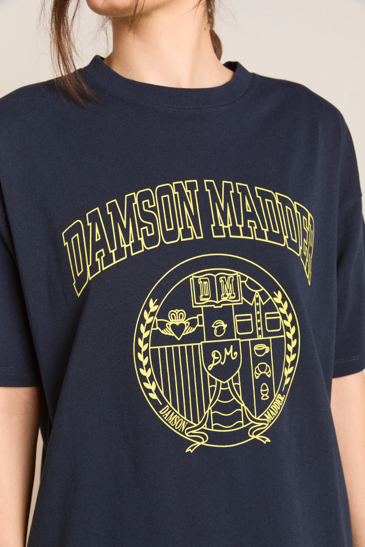 damson collegiate boyfriend tee - navy