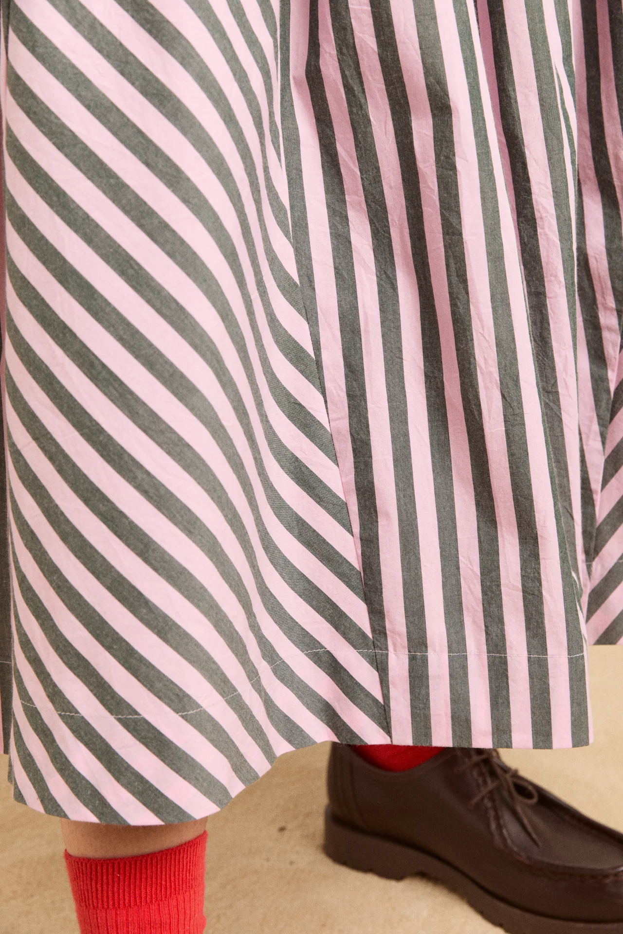 layla godet midi skirt - garden stripe