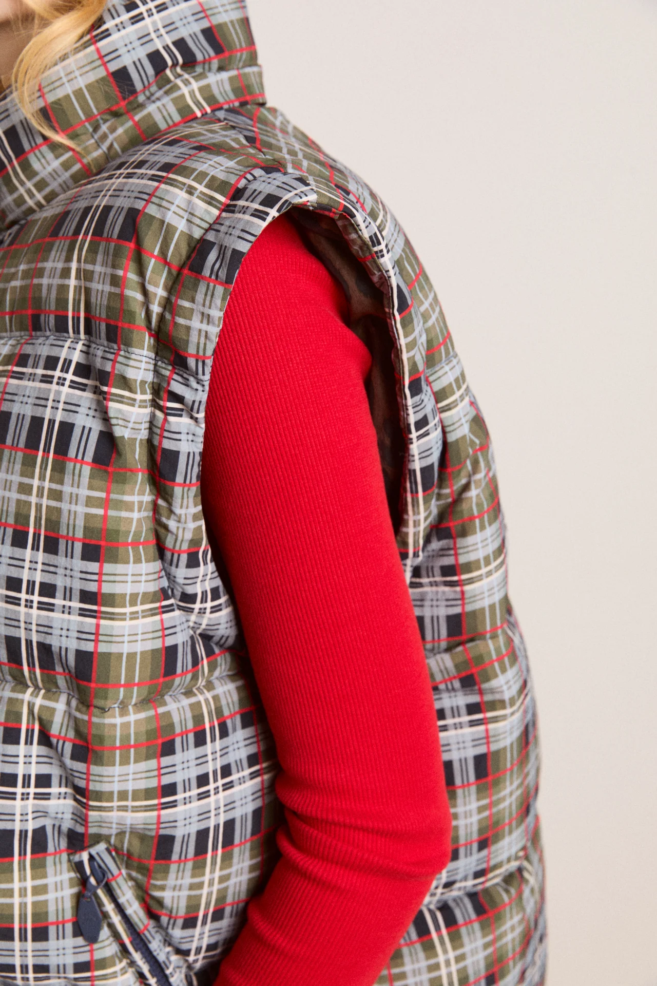 pearl hooded puffer - multi check