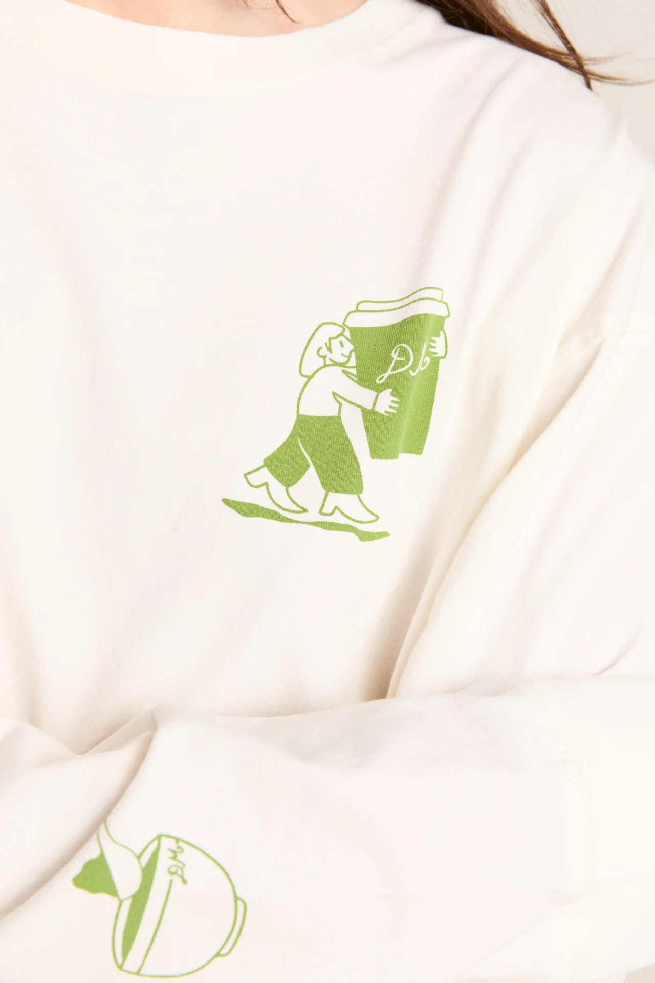 matcha moments long sleeve tee - ecru