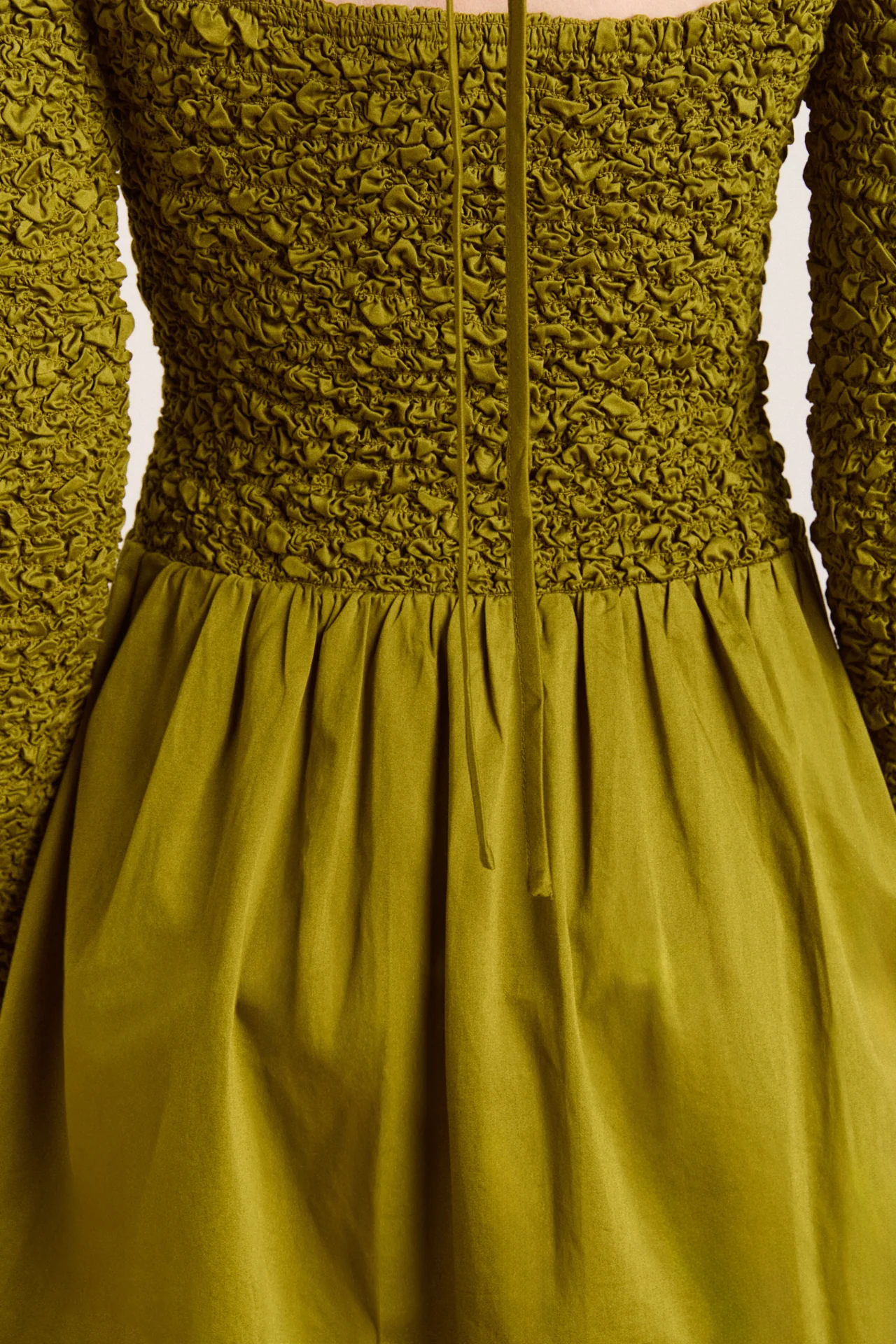 malinda super smocked mini dress - olive