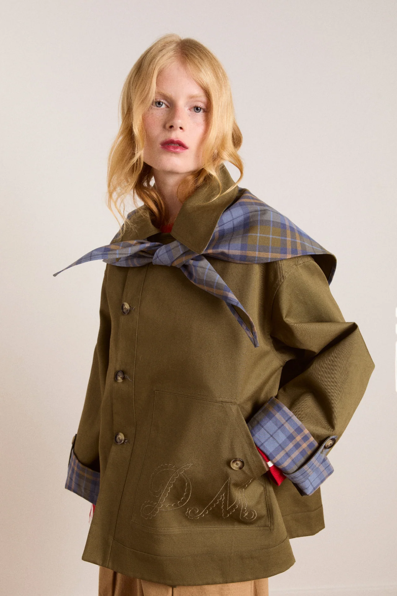 pre-order reversible jerry crop trench coat - olive