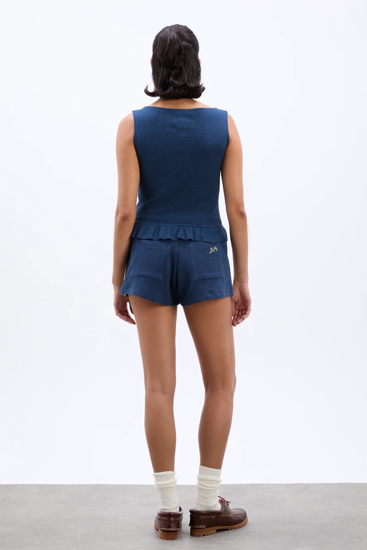 hattie waffle cami - navy/butter
