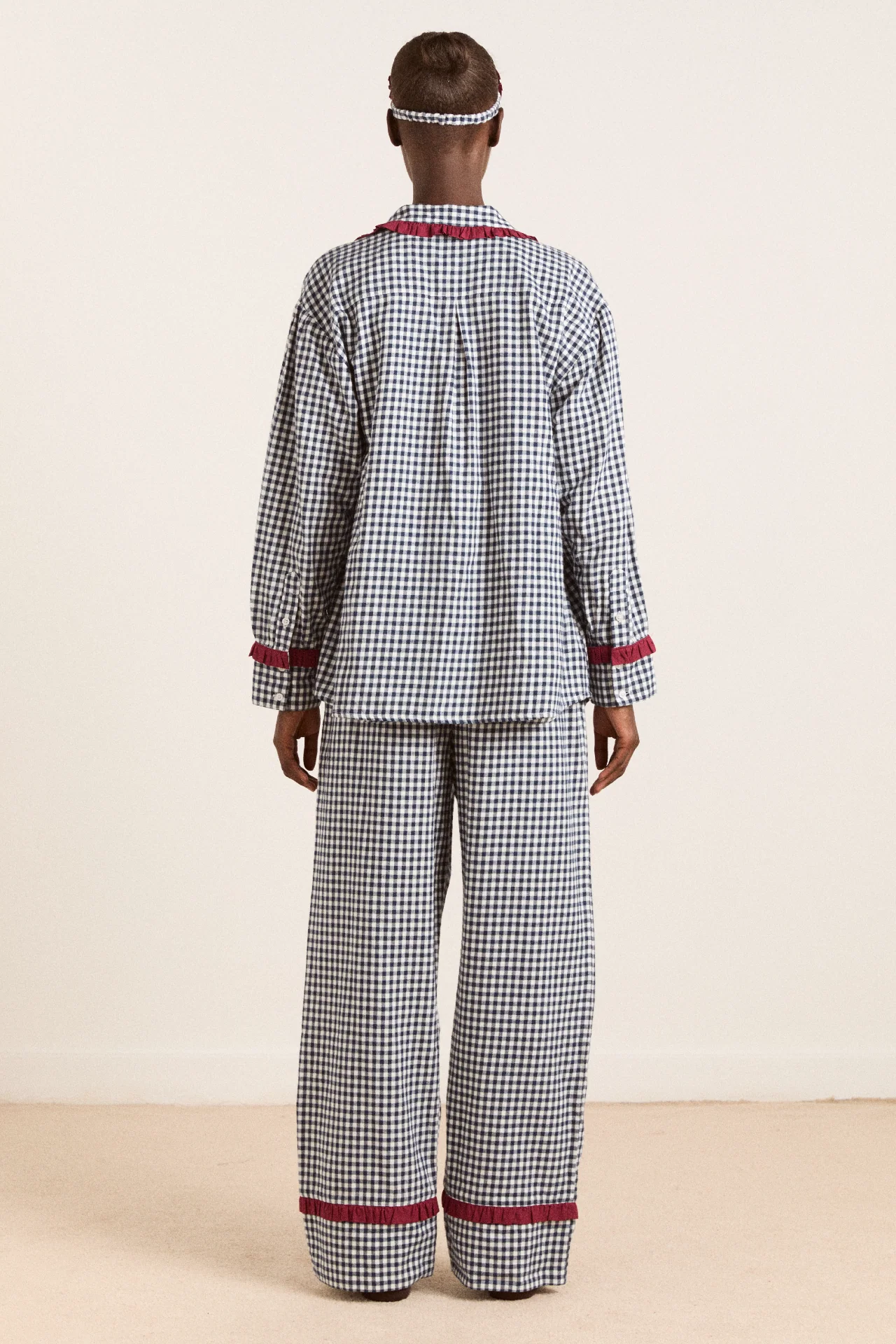 antonia pj set - navy gingham