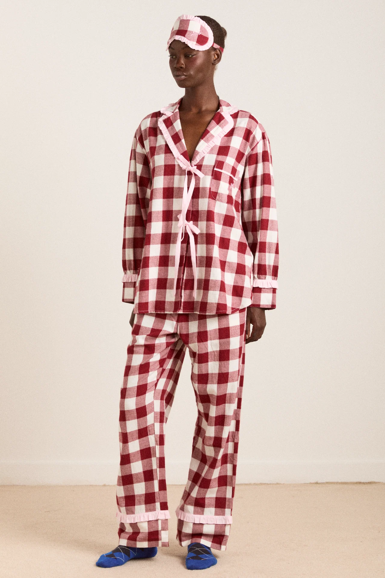 antonella pj set - burg gingham