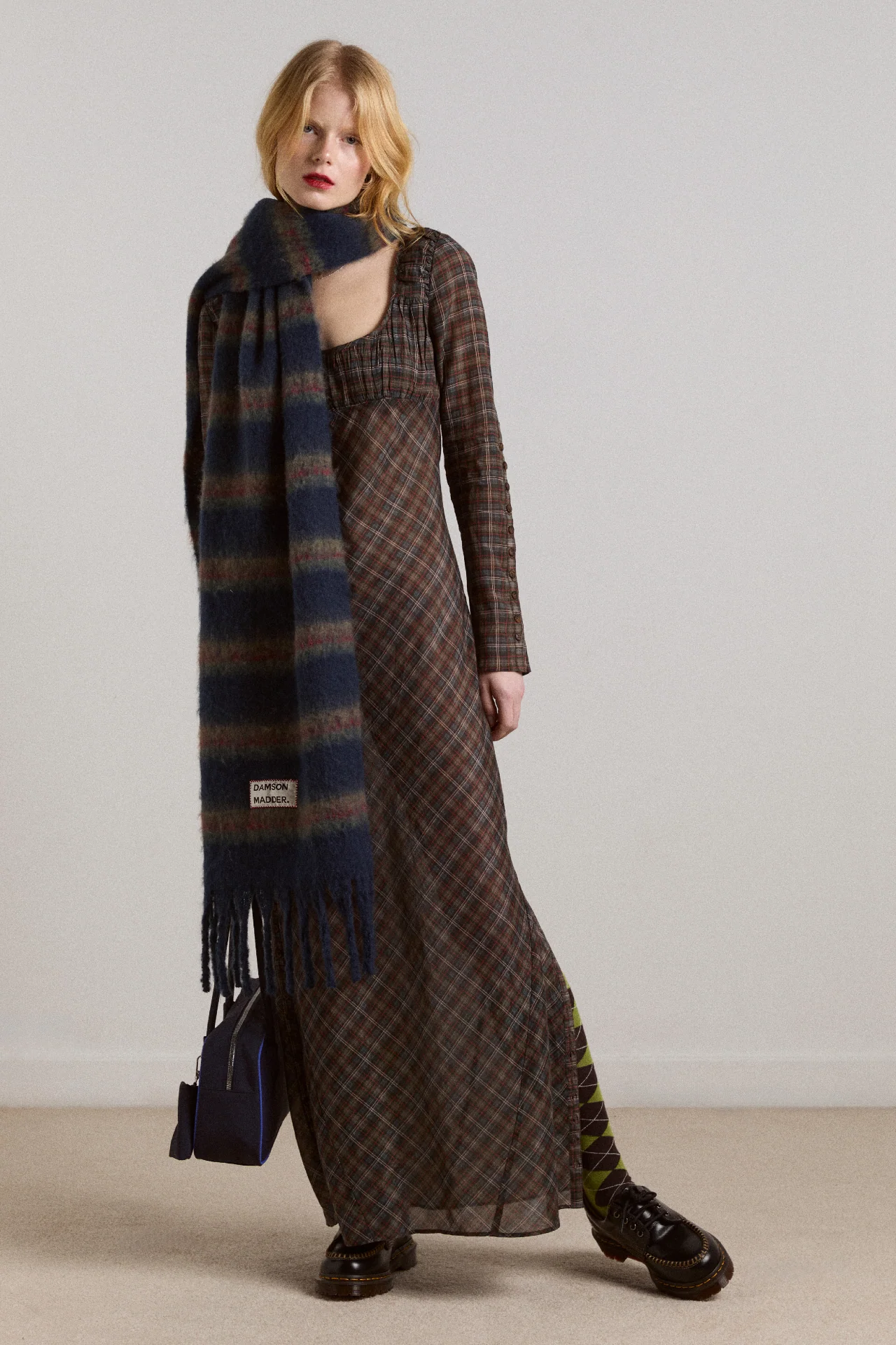 marissa sheer midi dress - multi check