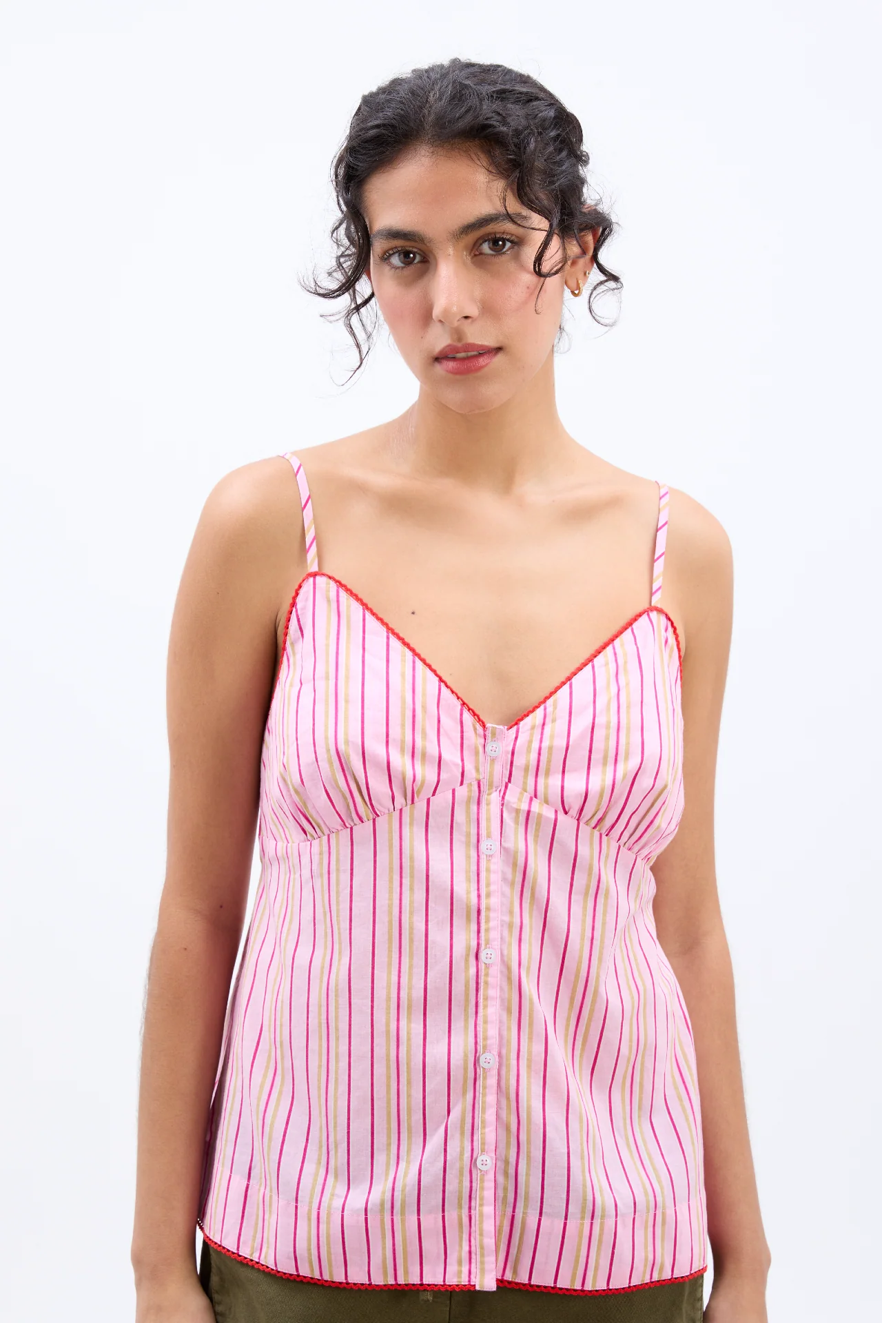 cosima strappy cami- pink stripe